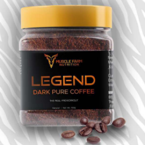 Muscle Farm Nutrition Legend Dark Pure Coffee – Energy & Endurance Booster | Fat Loss, Muscle Pump & No Acid Reflux | Pre & Post Workout Natural Performance Drink